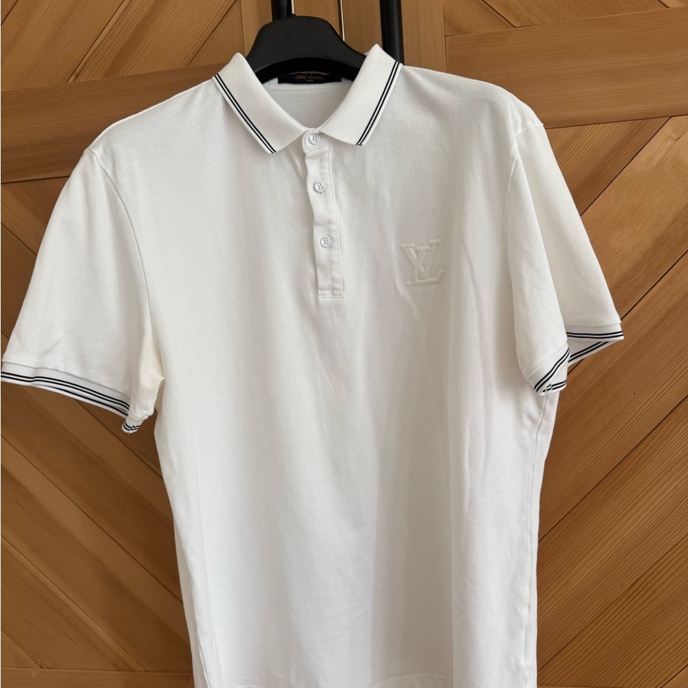 Louis Vuitton White Polo with Black-Trim Collar